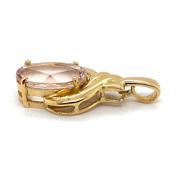Morganite 7.55ct Solid 18K Yellow Gold Pendant - Picture 4 of 7